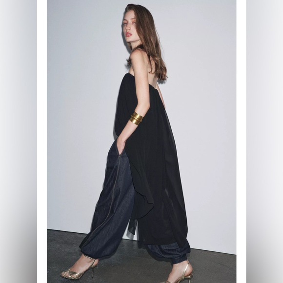 ZARA M BLACK ZW COLLECTION STRAPLESS LONG TOP NWT, Holiday ‘25 - Picture 5 of 14